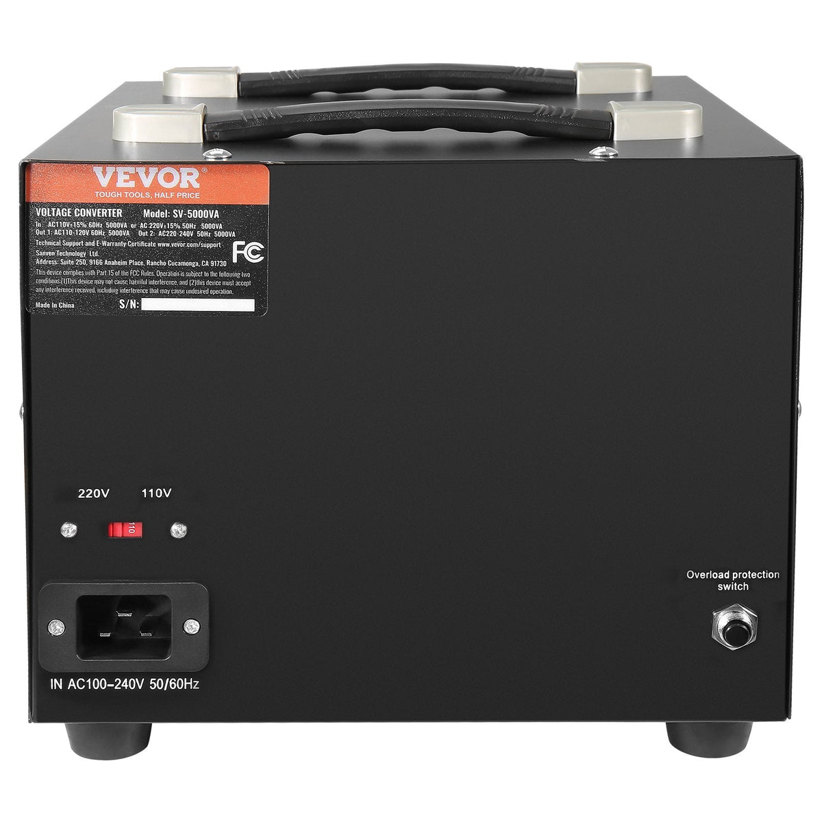 VEVOR Voltage Converter Transformer, 5000W, Heavy Duty Step Up/Down