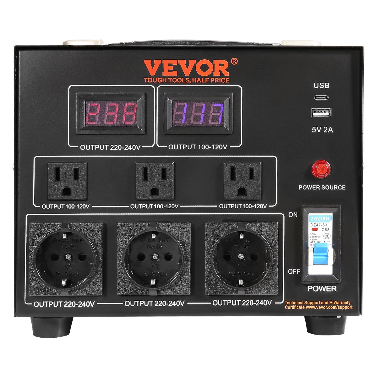 VEVOR Voltage Converter Transformer, 5000W, Heavy Duty Step Up/Down
