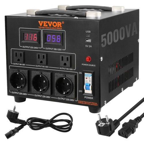 VEVOR Voltage Converter Transformer, 5000VA, Heavy Duty Step Up/Down