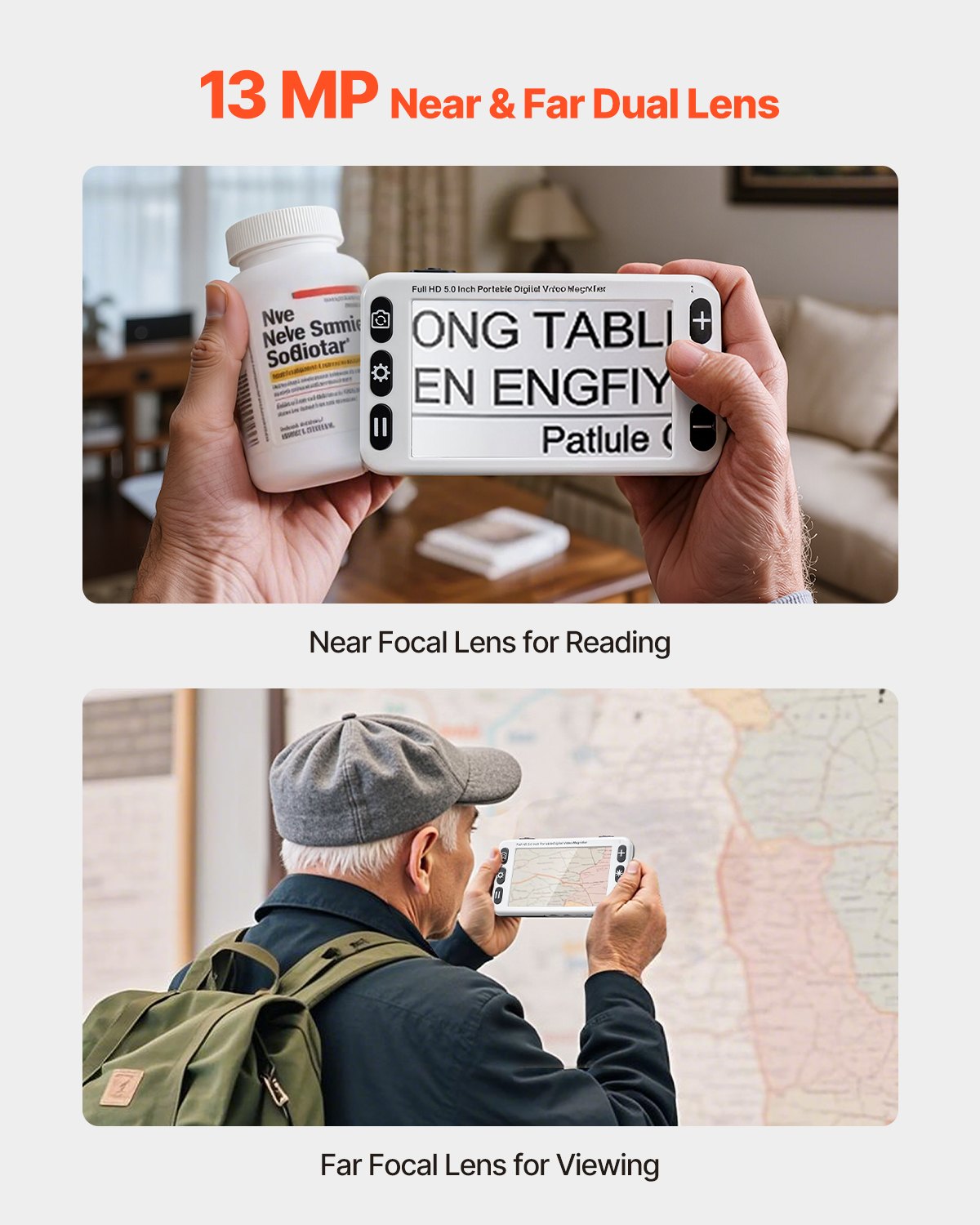 Portable Digital Magnifier, 127mm HD Electronic Video Magnifier for