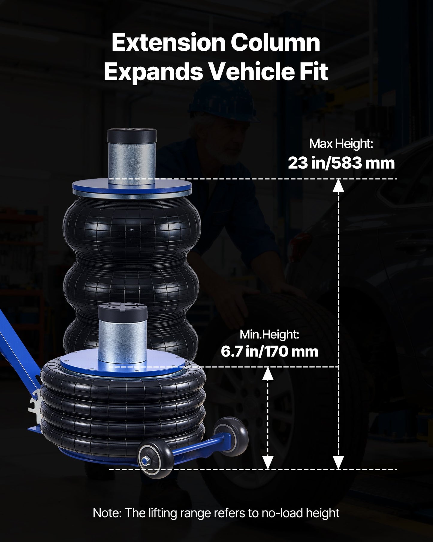 Air Jack, 6 Ton Quadruple Bag Airbag Jack, Lift Up to 673 mm with