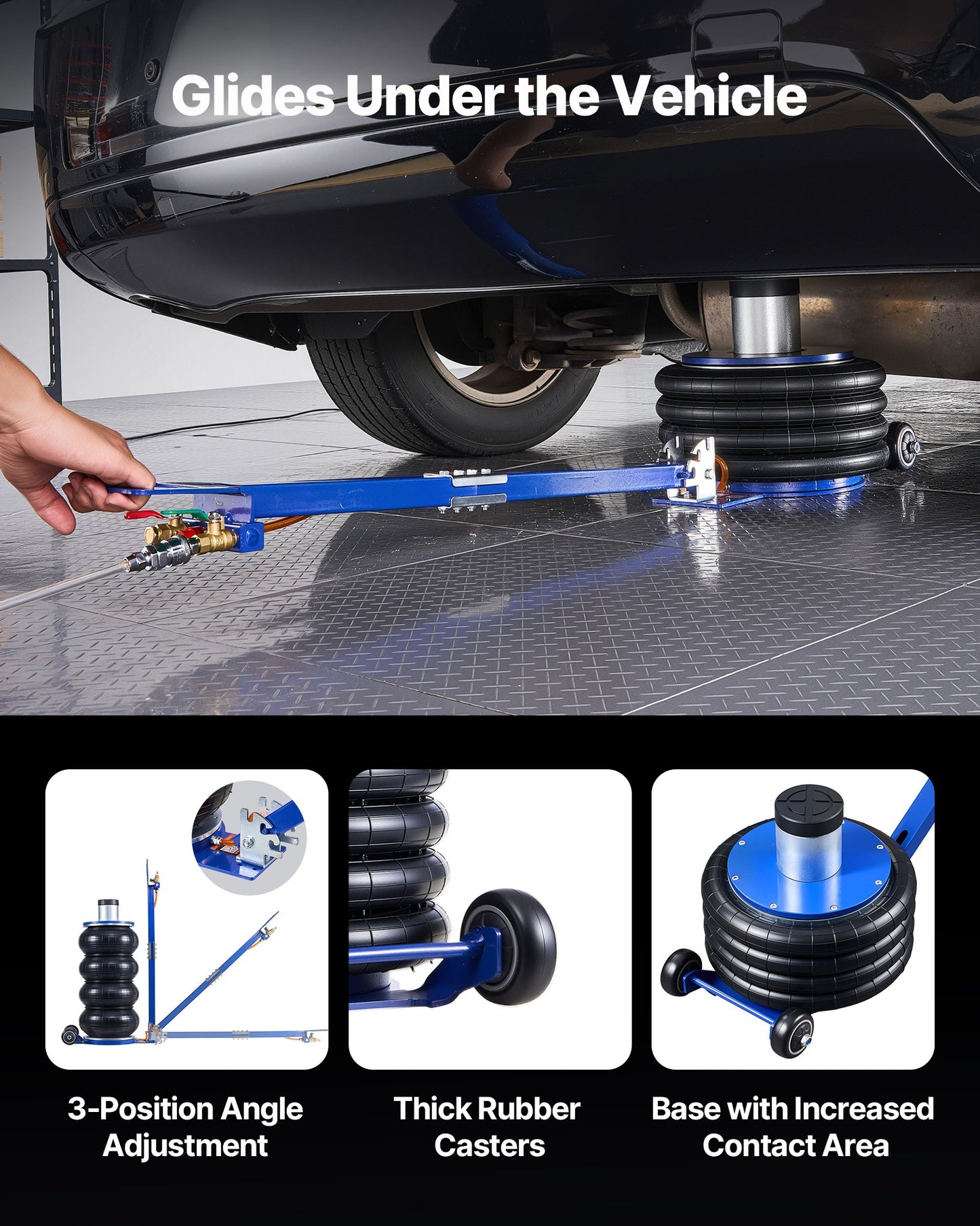 Air Jack, 6 Ton Quadruple Bag Airbag Jack, Lift Up to 673 mm with