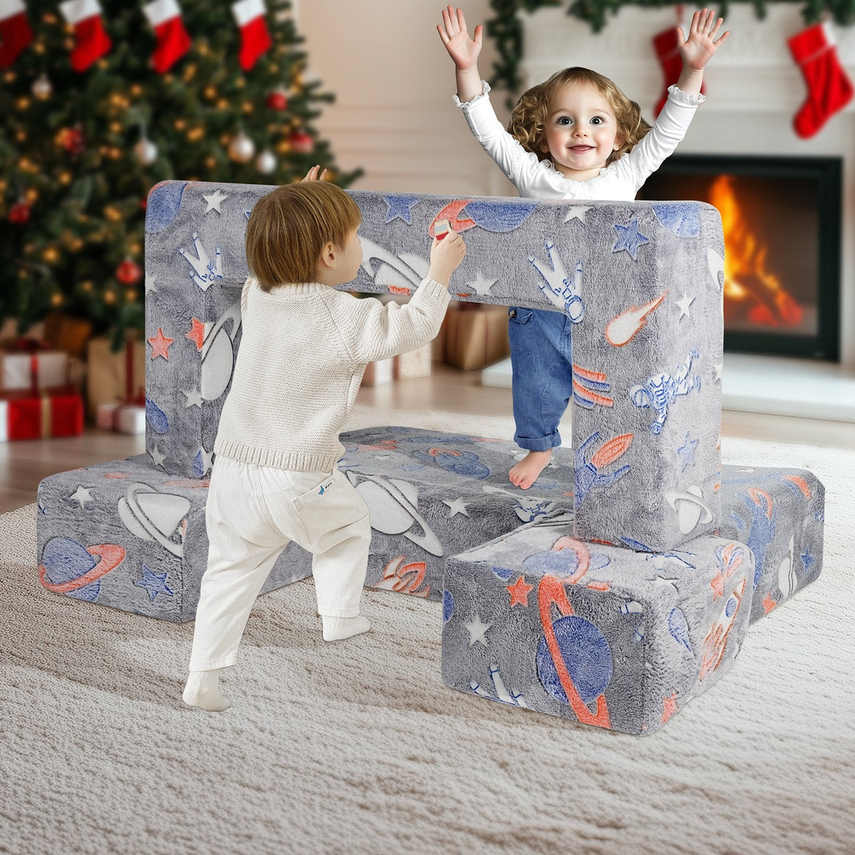 VEVOR Kids Couch, 4Pcs Toddler Couch Sofa Bed, Kids Chair Seat