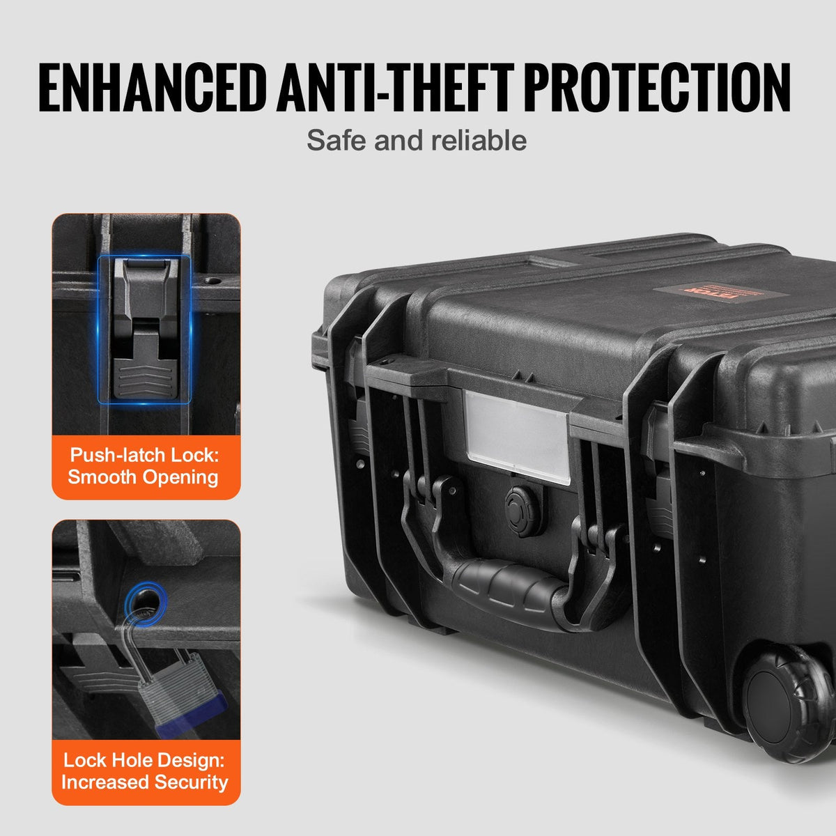 VEVOR Weatherproof Hard Case, Heavy Duty Protective Dry Box Case with