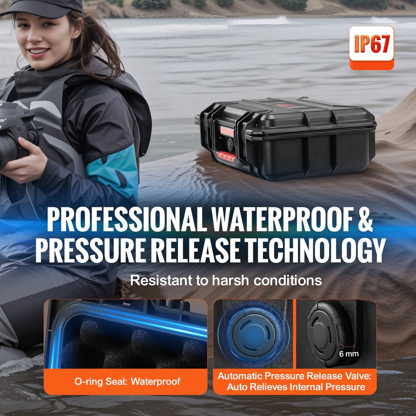 Weatherproof Hard Case, Heavy Duty Protective Dry Box Case with