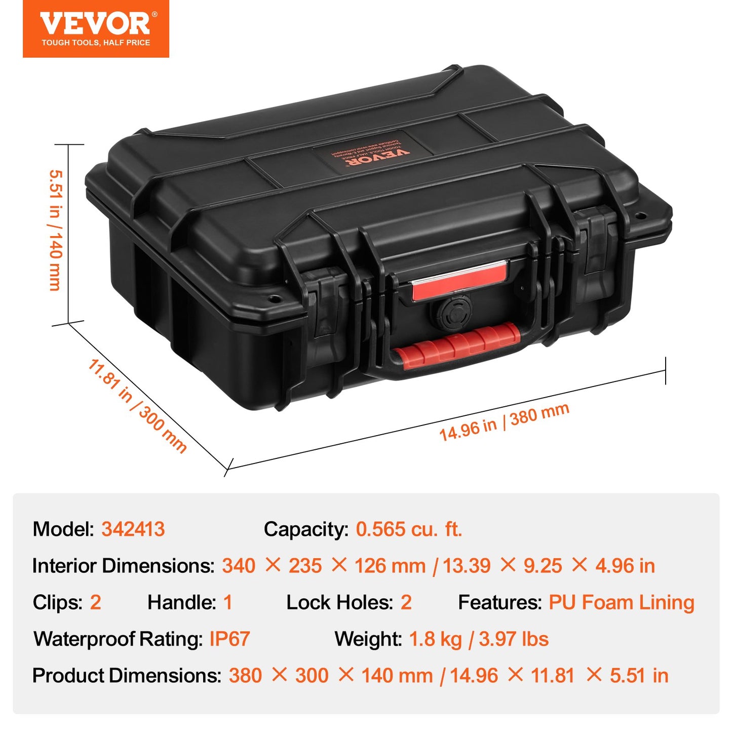 Weatherproof Hard Case, Heavy Duty Protective Dry Box Case with