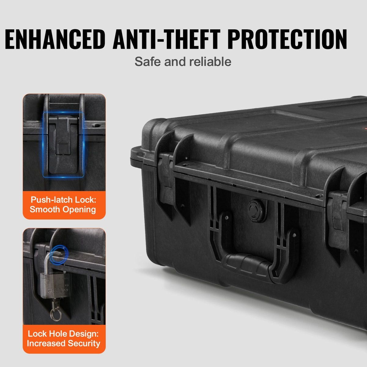 VEVOR Weatherproof Hard Case, Heavy Duty Protective Dry Box Case with