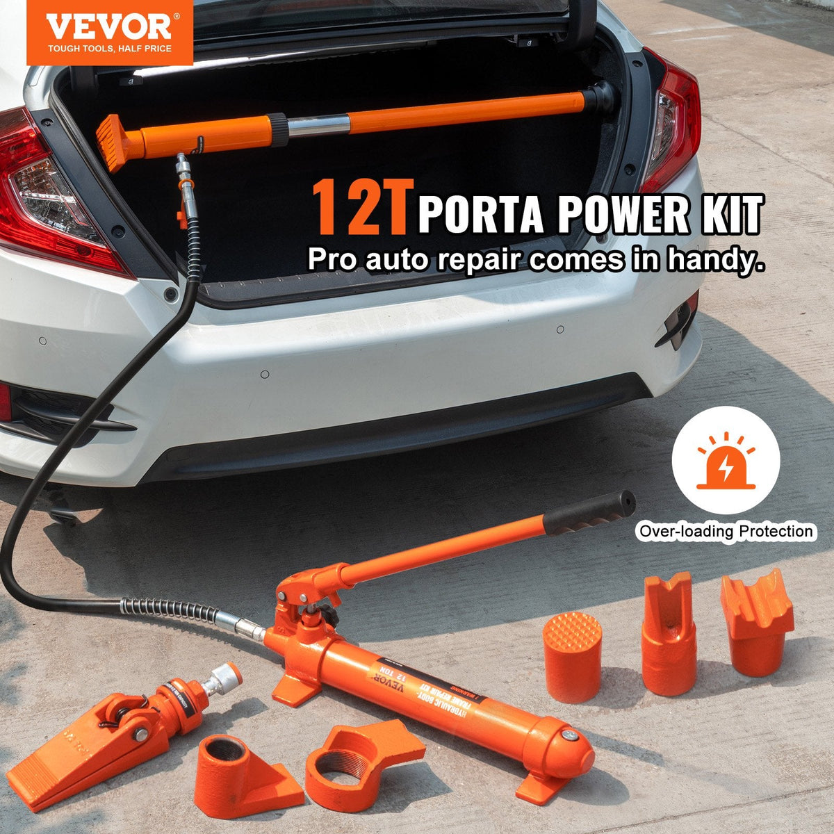 VEVOR 12 Ton Porta Power Kit, Hydraulic Ram with Pump with 4.6 ft/1.4