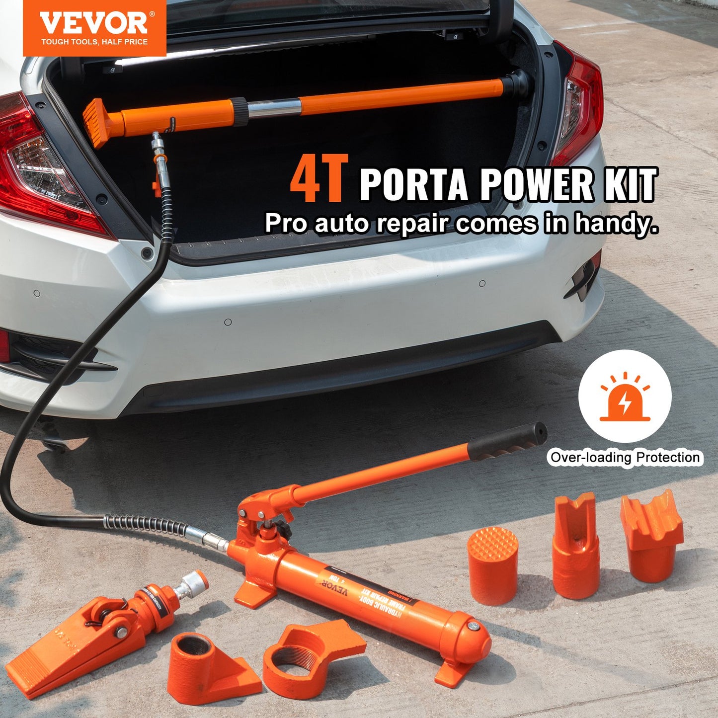 4 Ton Porta Power Kit, Portable Hydraulic Jack with 3.9 ft/1.2 m Oil