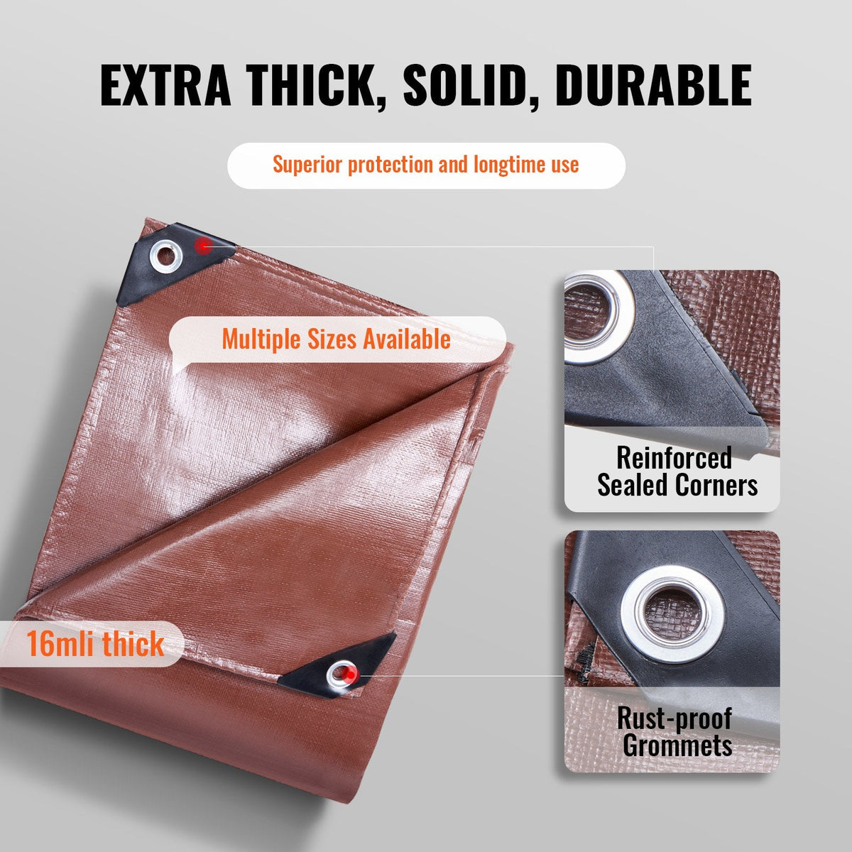 VEVOR Tarp 609.6 x 1219.2 cm 0.41 mm Extra Thick, Waterproof Poly