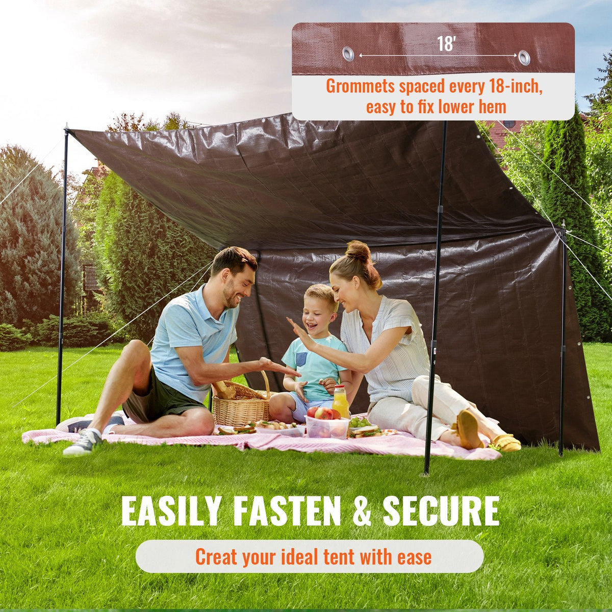 VEVOR Tarp 609.6 x 1219.2 cm 0.41 mm Extra Thick, Waterproof Poly