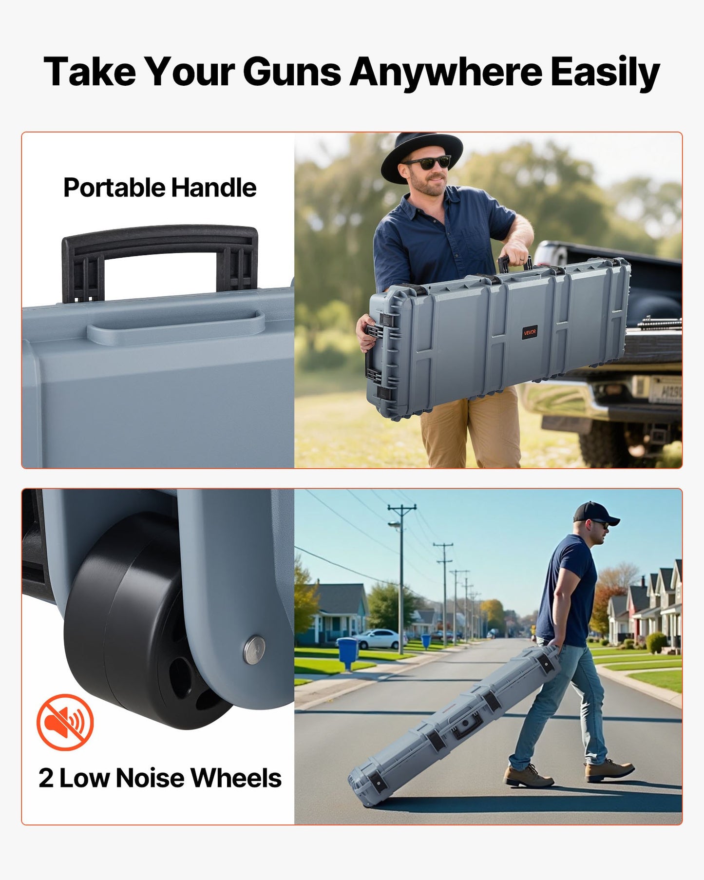 Hard Rifle Case, Lockable Rifle Case with Pre-cut Foams, 139.1 cm Gun