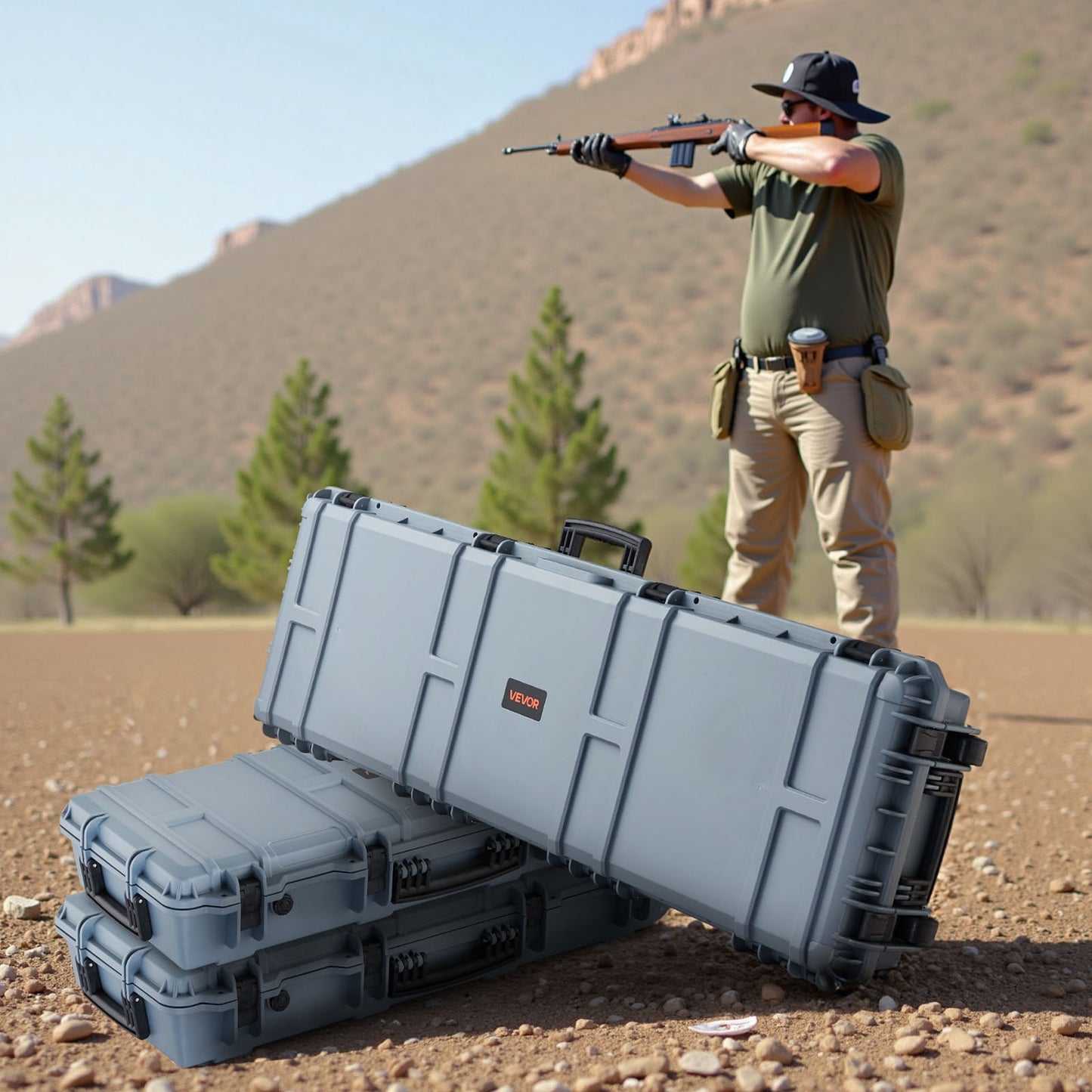 Hard Rifle Case, Lockable Rifle Case with Pre-cut Foams, 139.1 cm Gun