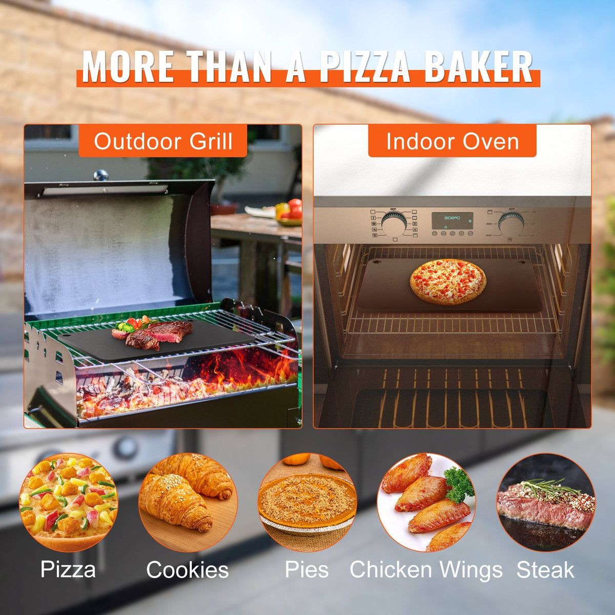VEVOR Pizza Steel, 20" x 14" x 3/8" Pizza Steel Plate for Oven,