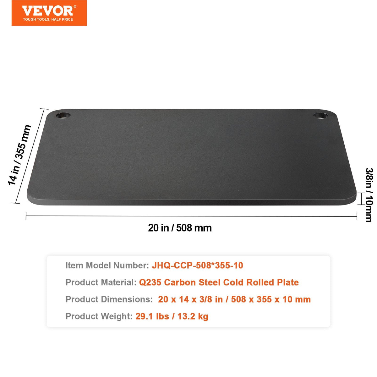 VEVOR Pizza Steel, 20" x 14" x 3/8" Pizza Steel Plate for Oven,