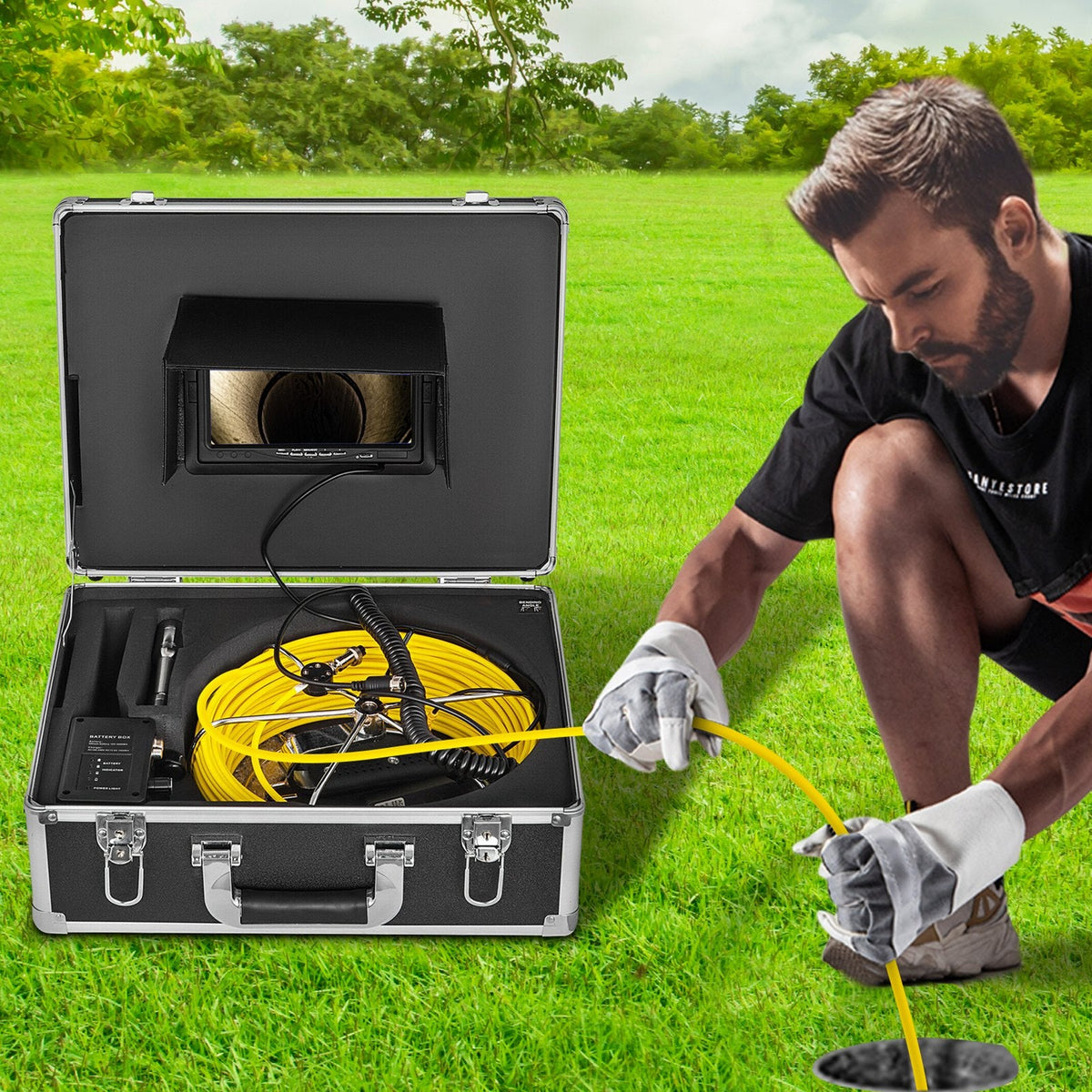 VEVOR 50M Sewer Inspection Camera 7 Inch Monitor LCD DVR Waterproof
