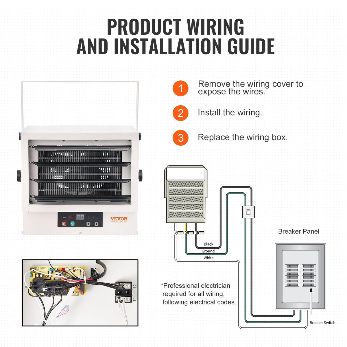 VEVOR Electric Garage Heater, 7500-Watt Digital Fan-Forced