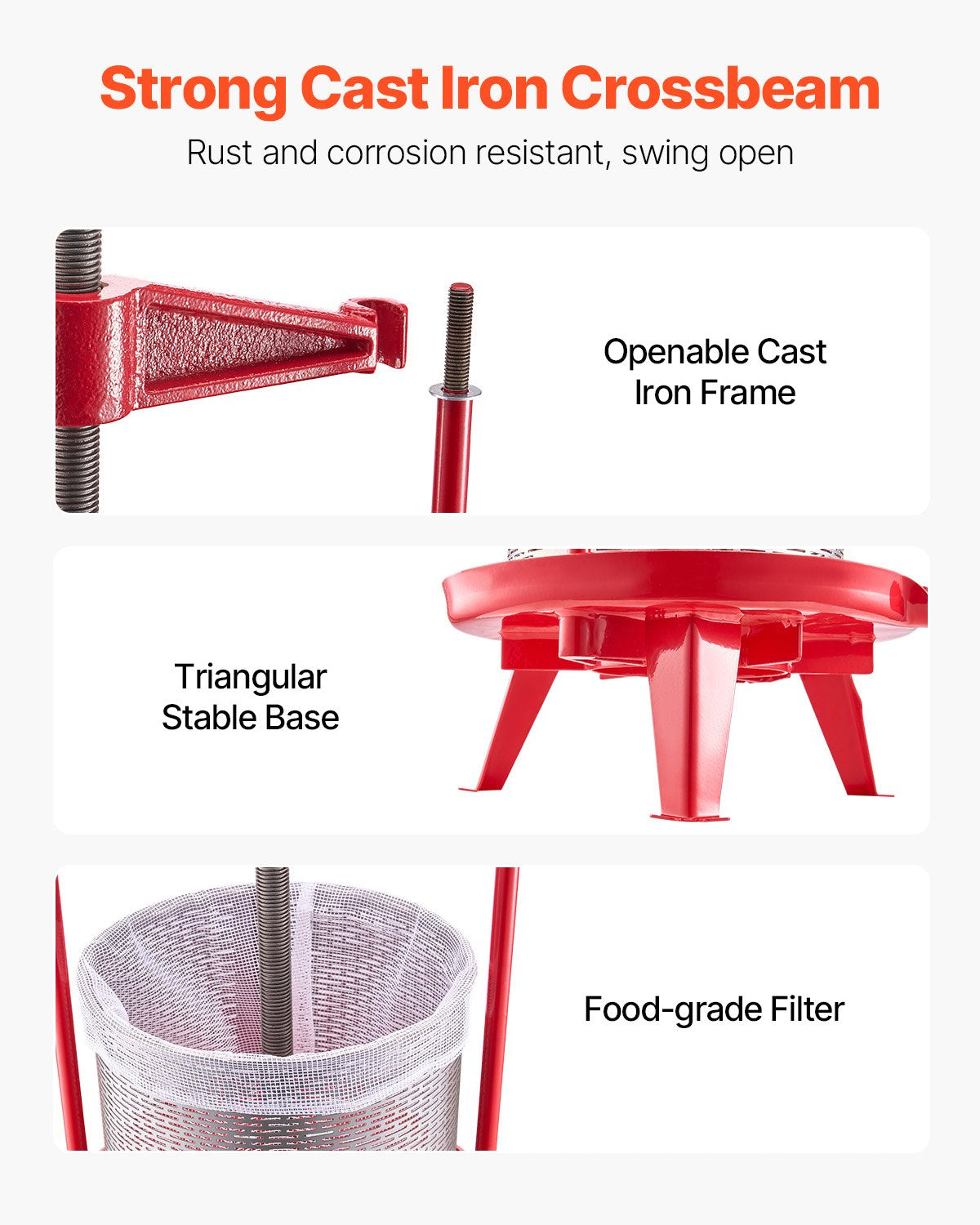 VEVOR 3.69 Gal/14L Fruit Wine Press, Stainless Steel Basket with