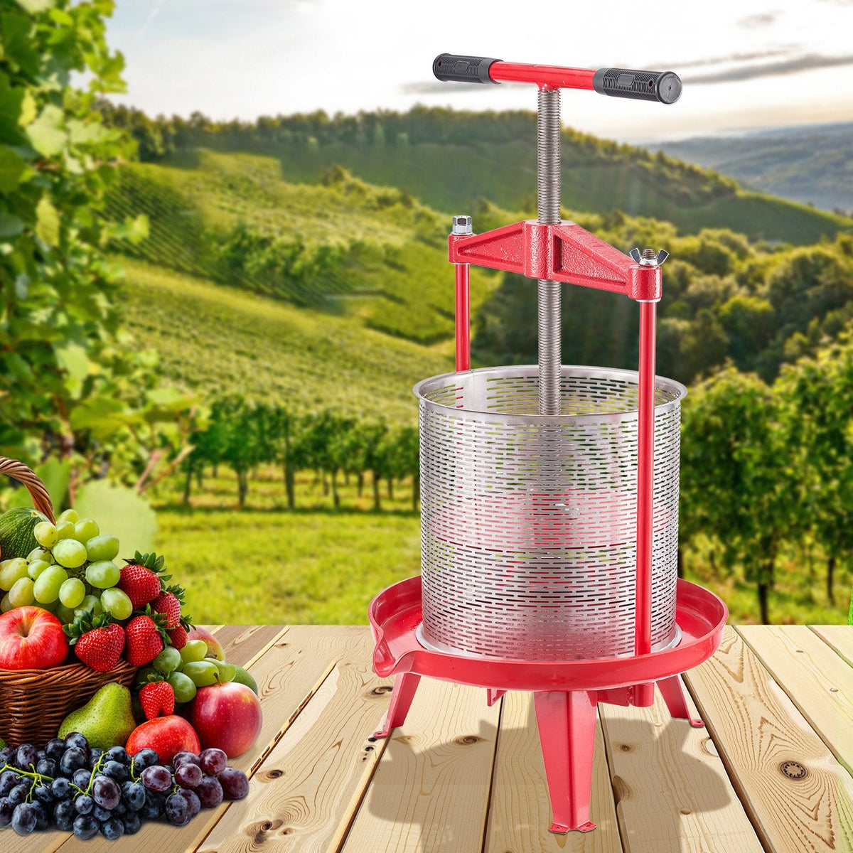 VEVOR 3.69 Gal/14L Fruit Wine Press, Stainless Steel Basket with