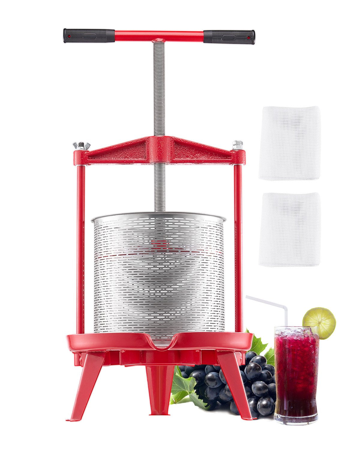 VEVOR 3.69 Gal/14L Fruit Wine Press, Stainless Steel Basket with