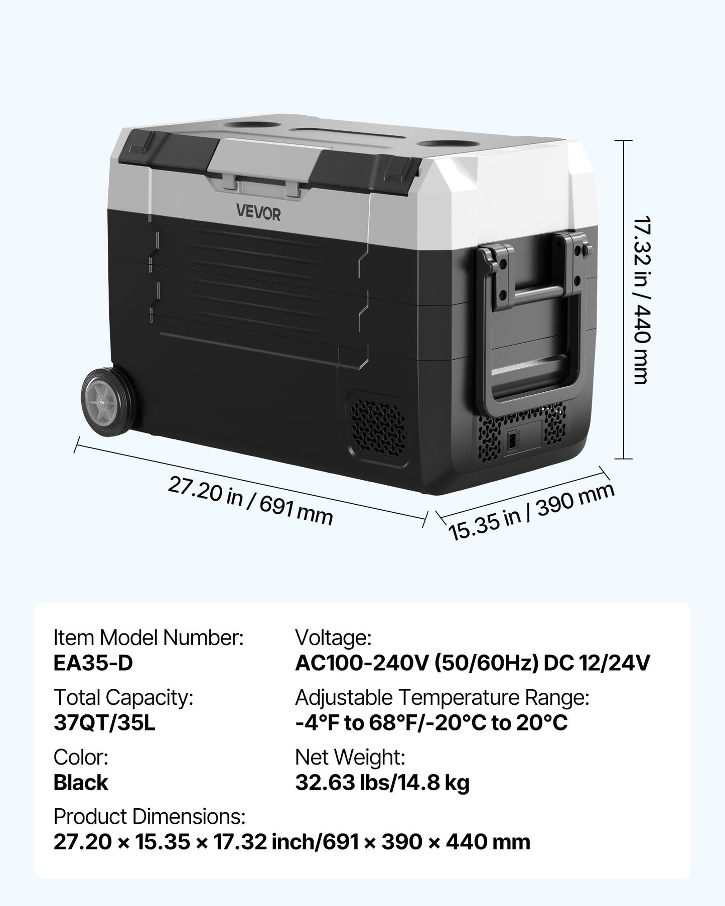 Car Refrigerator, DC 12/24V AC100-240V Compressor Electric Cooler,