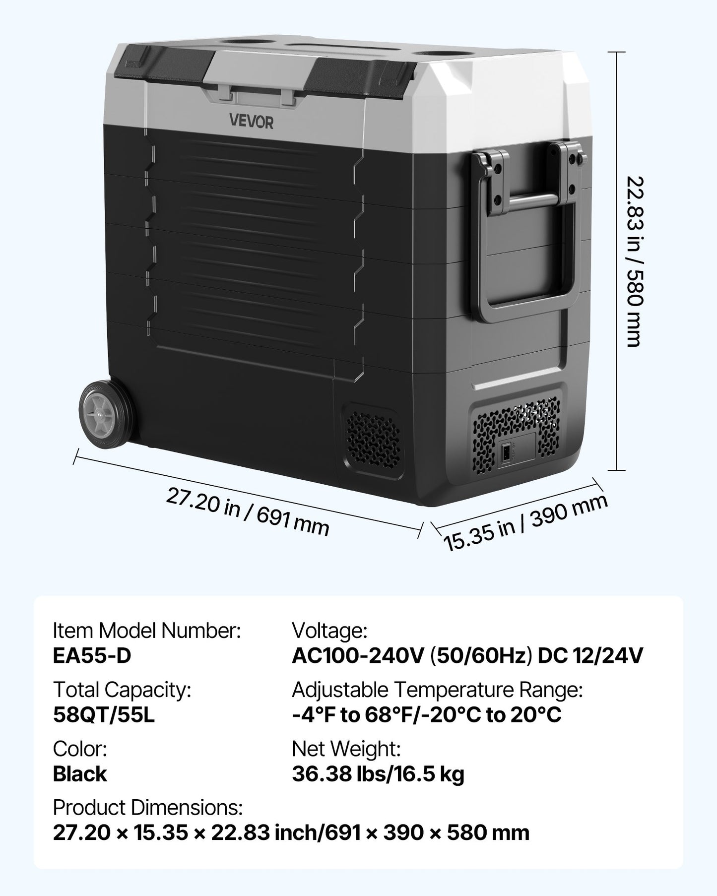 Car Refrigerator, DC 12/24V AC100-240V Compressor Electric Cooler,