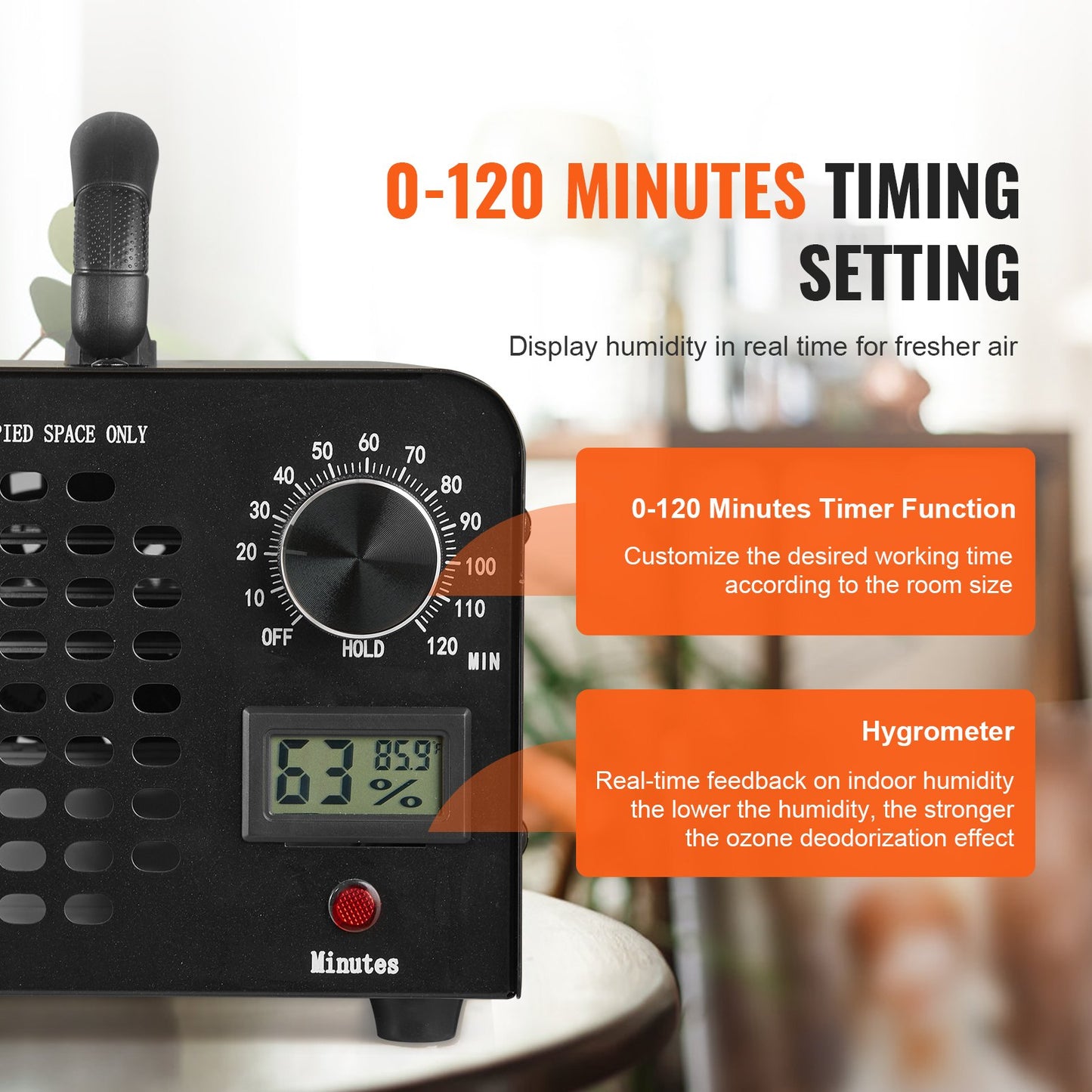 Ozone Generator 24000mg/h Ozone Machine Odor Remover with 0-120min