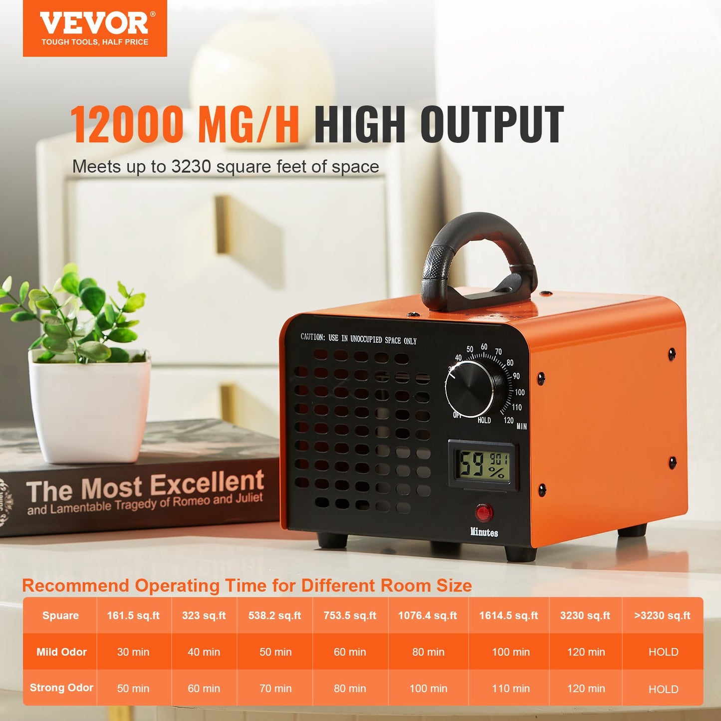 Ozone Generator, 12000mg/h Ozone Machine Odor Remover, High Capacity