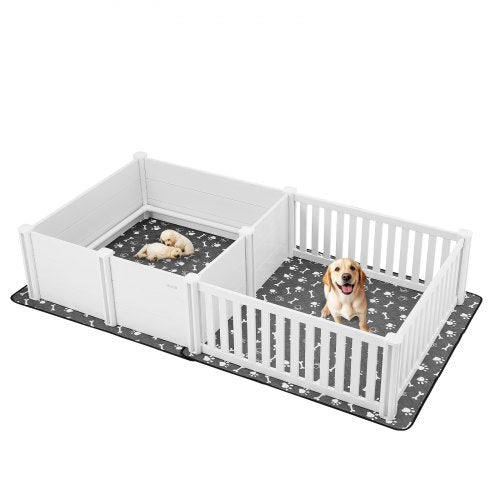 Dogs Whelping Box, 93.3x48.4x18.1 inch, Plastic PVC Puppies Playpen
