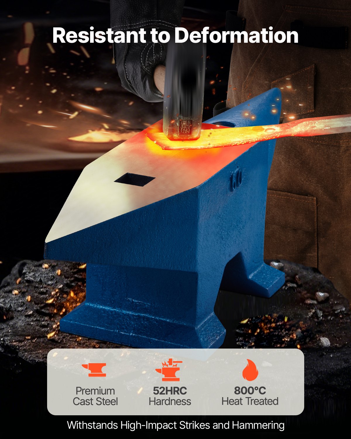 VEVOR Single Horn Anvil 132Lbs Cast Steel Anvil Blacksmith for Sale