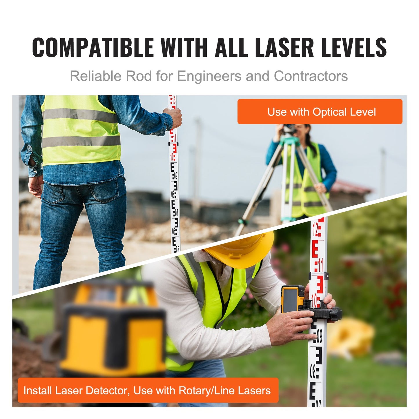 Aluminum Grade Rod, 5M Metric Telescopic Measuring Rod, Double-Sided