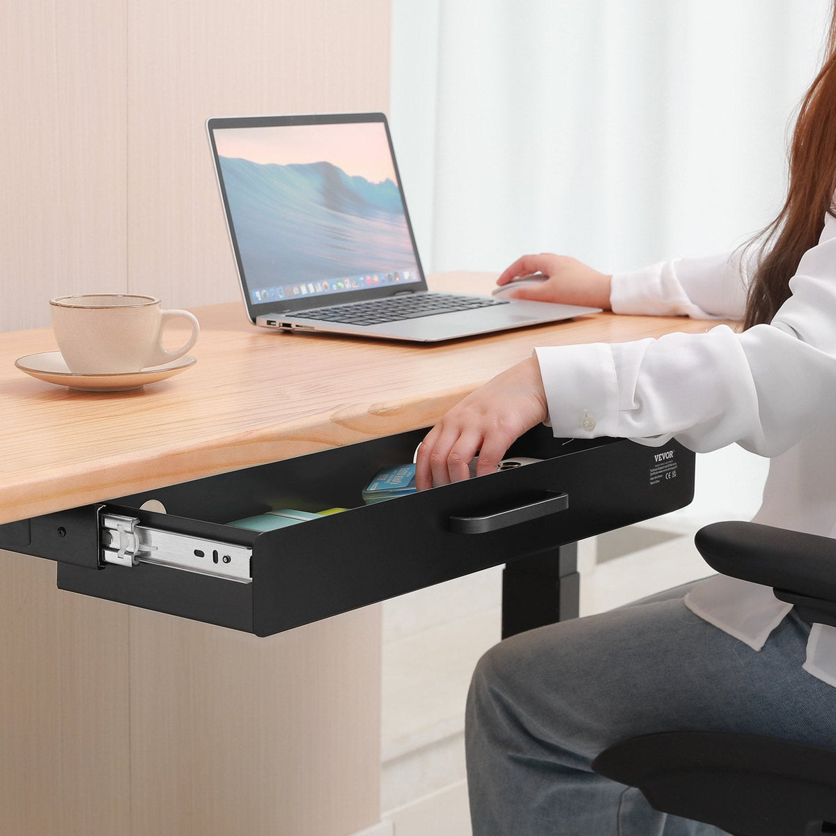 VEVOR 22" Wide Under Desk Drawer Slide Out, Under Desk Mounted