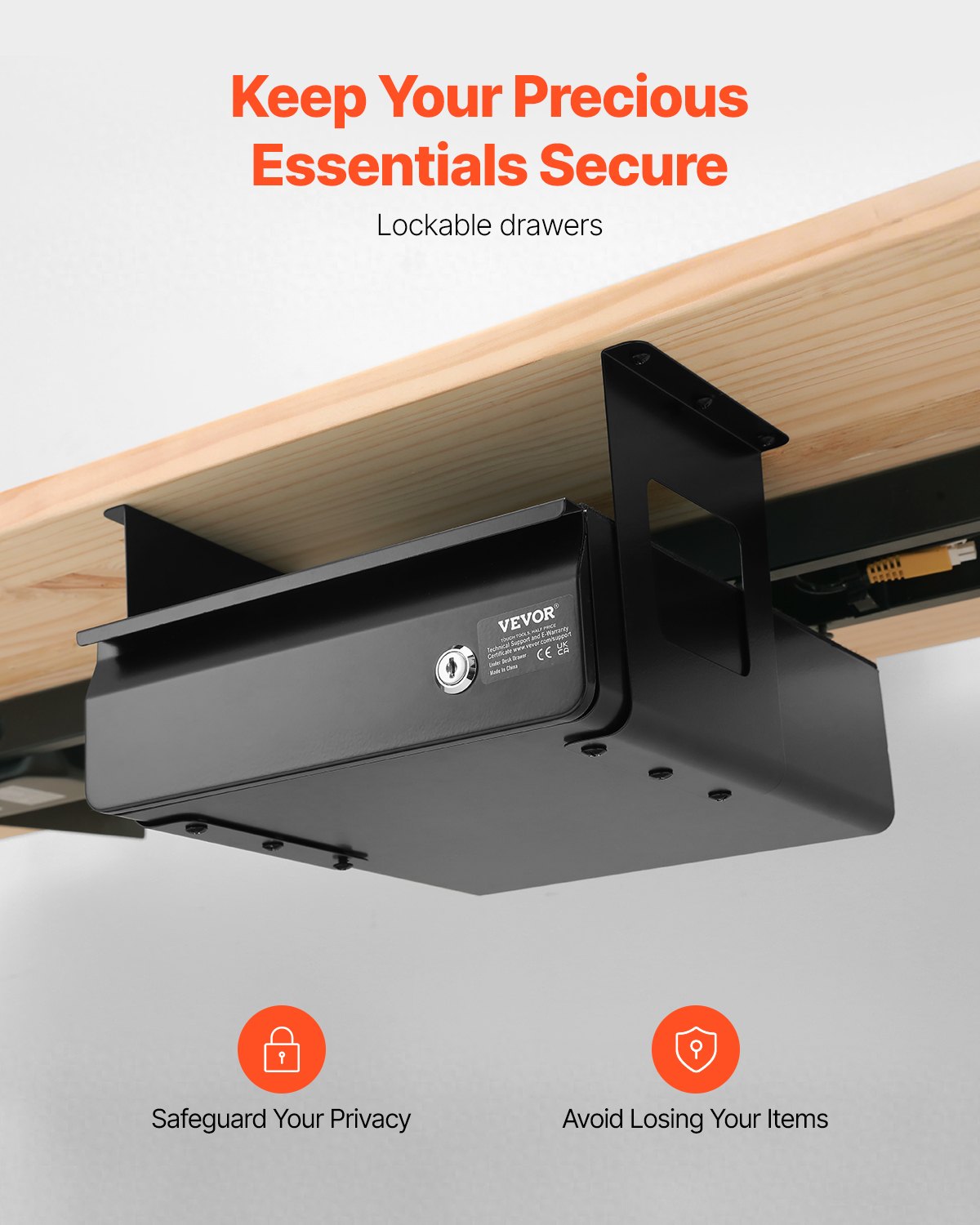VEVOR 13" Wide Under Desk Drawer Slide Out, Under Desk Mounted Pull-ou
