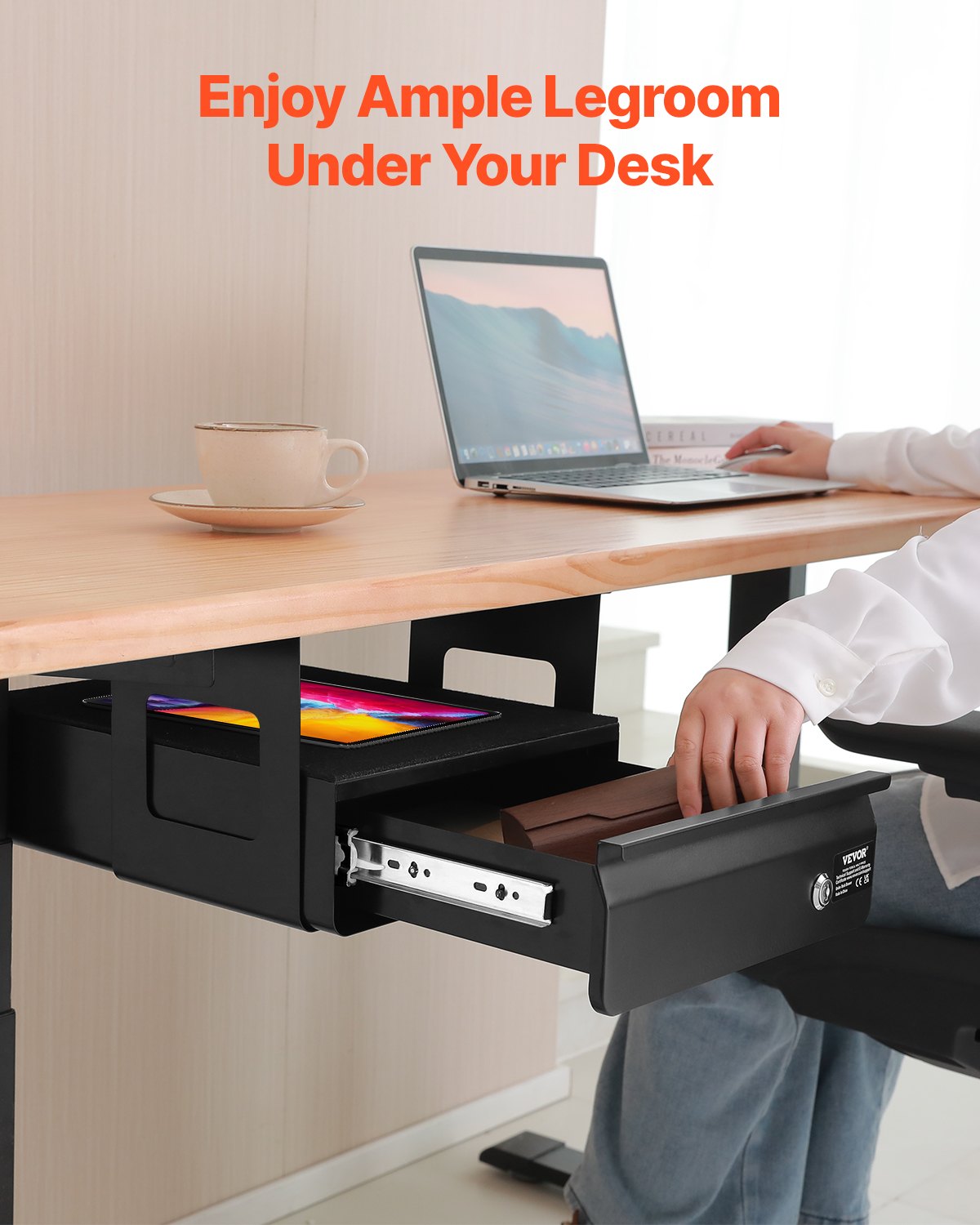 VEVOR 13" Wide Under Desk Drawer Slide Out, Under Desk Mounted Pull-ou