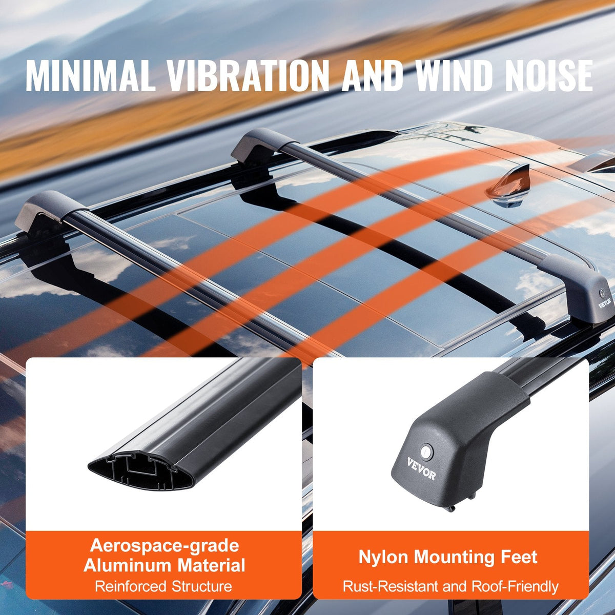 VEVOR Universal Roof Rack Crossbar Max 122.9 cm Fits Grooved Side