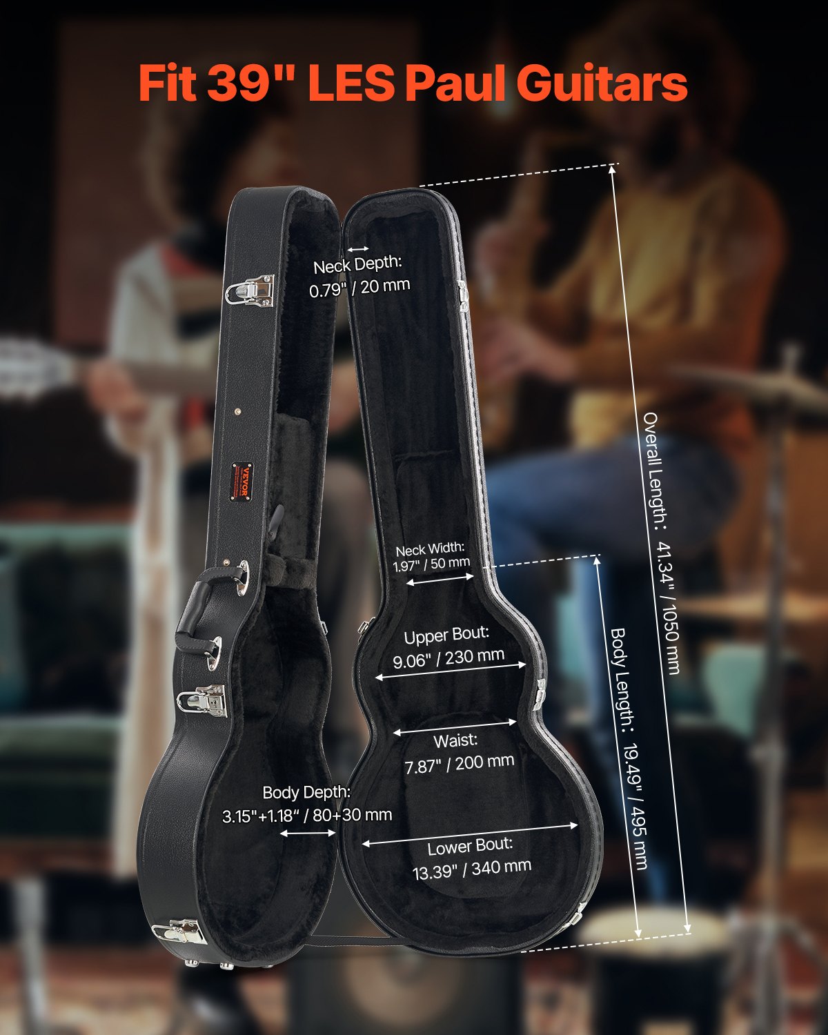 VEVOR Electric Guitar Hard Case 41.34 in/105cm With Lock And Key for