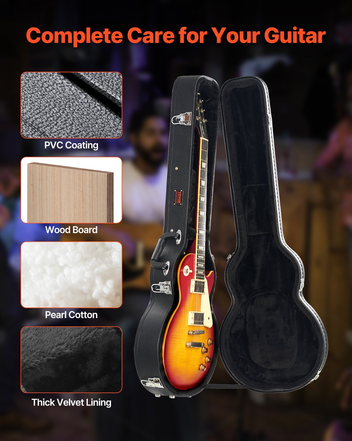 VEVOR Electric Guitar Hard Case 41.34 in/105cm With Lock And Key for