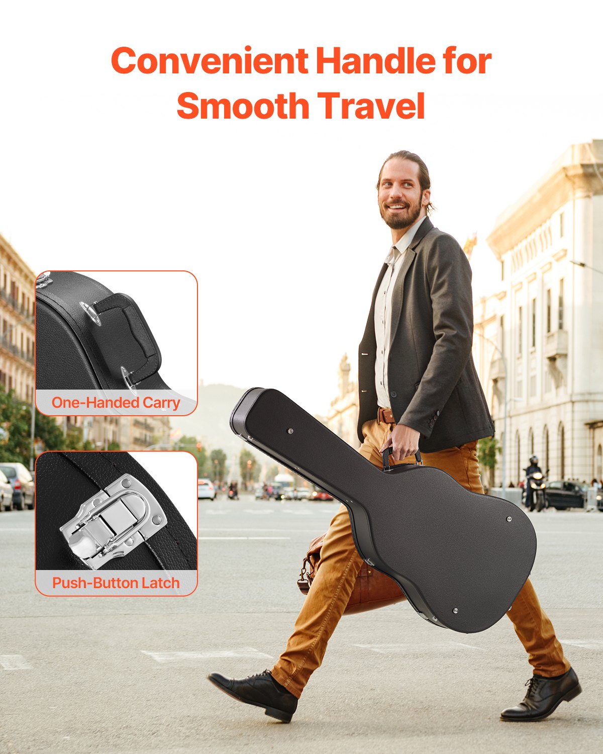 VEVOR Acoustic Guitar Hard Case 43.31 in / 110 cm With Lock And Keys
