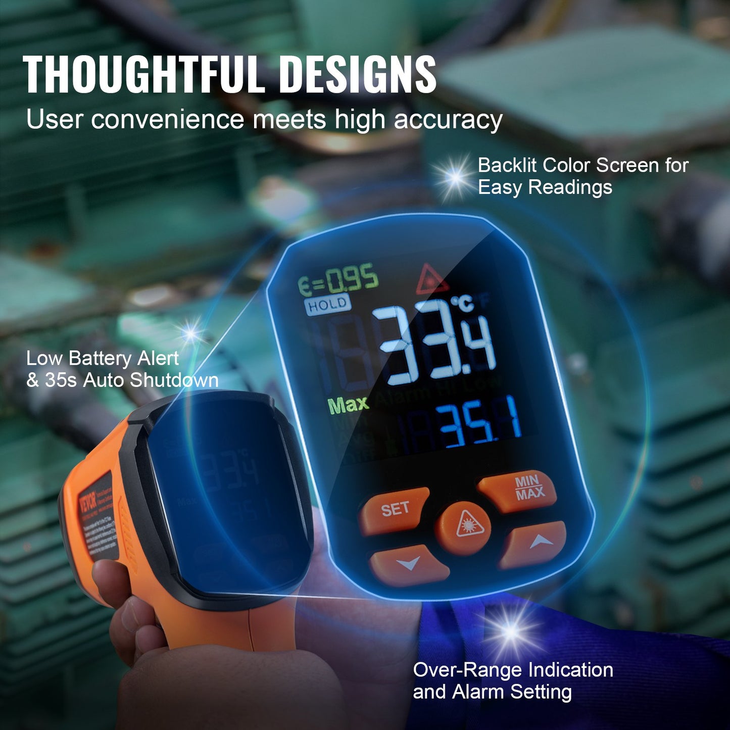 Infrared Thermometer, -40~2732°F Dual Laser Temperature Gun
