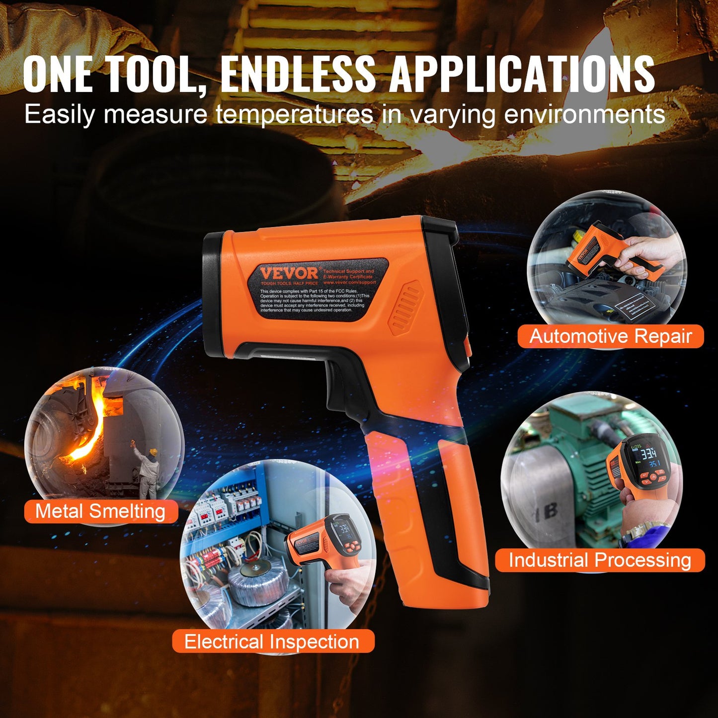 Infrared Thermometer, -40~2732°F Dual Laser Temperature Gun