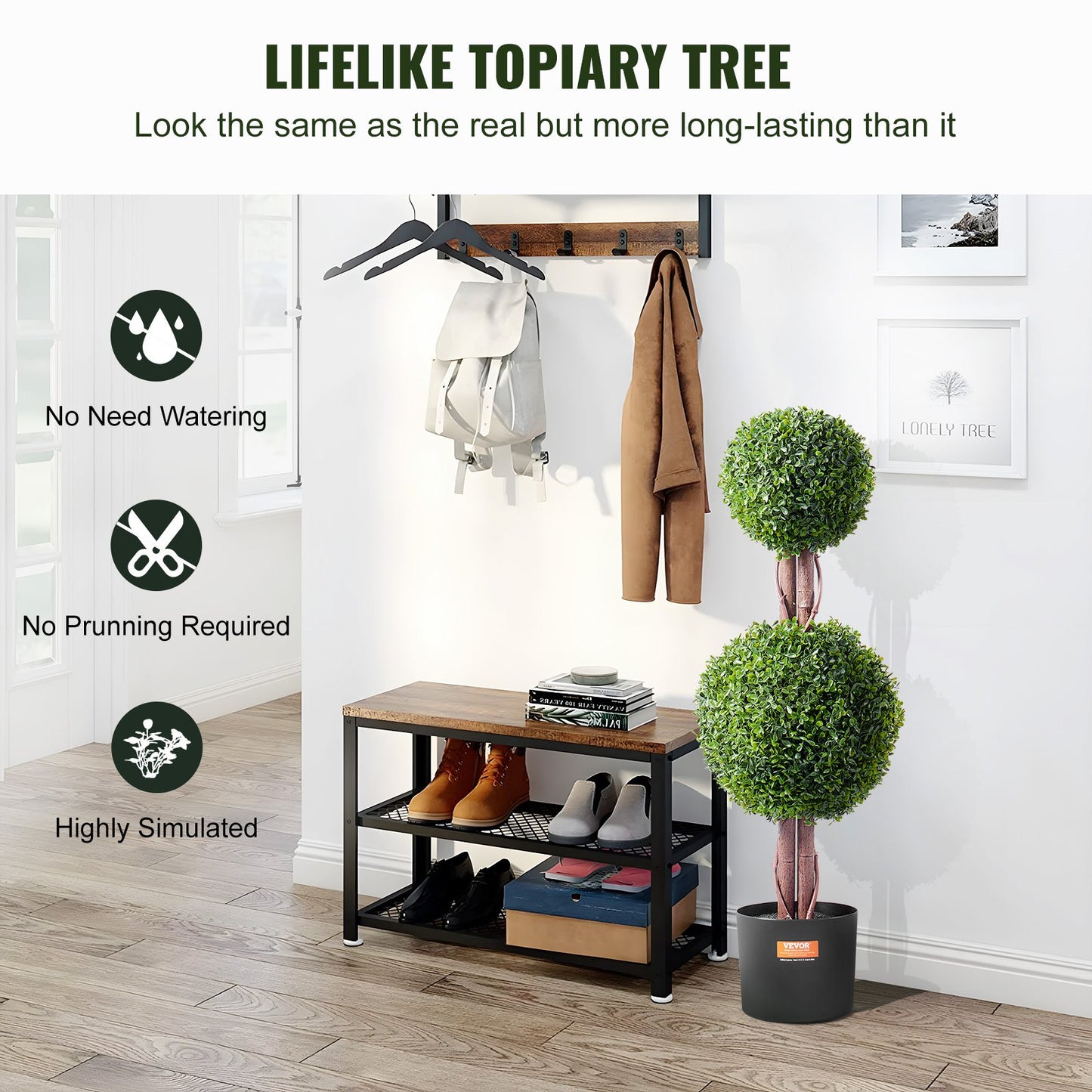 Artificial Boxwood Topiary Tree, 36 inch Tall (2 Pieces), Double Ball
