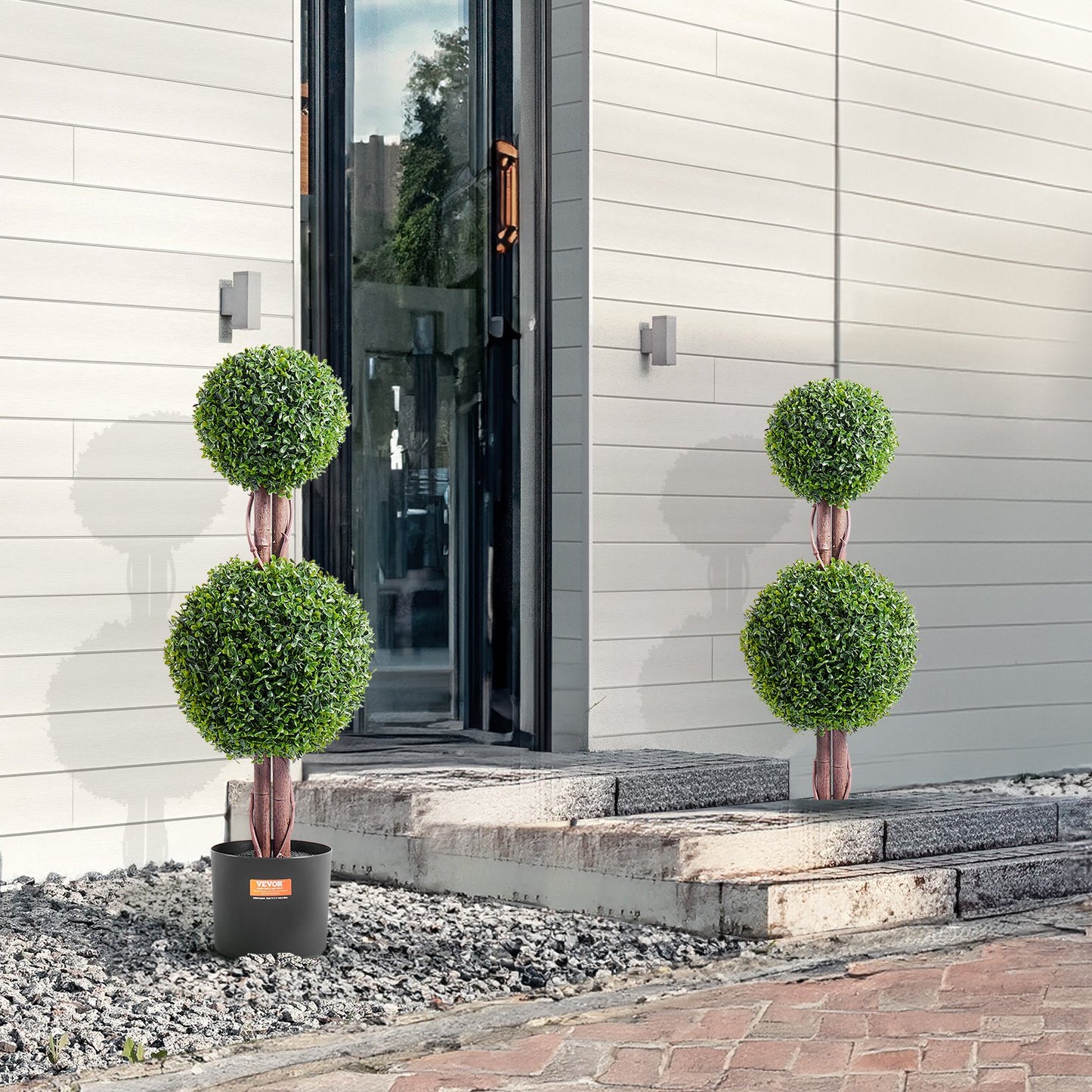 Artificial Boxwood Topiary Tree, 36 inch Tall (2 Pieces), Double Ball