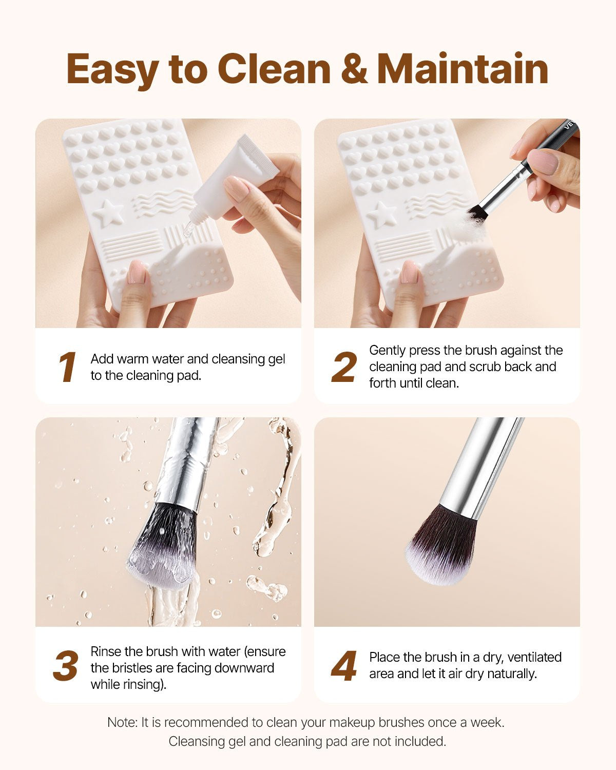 34-Piece Makeup Brush Set, Professional Brushes Kit for Foundation