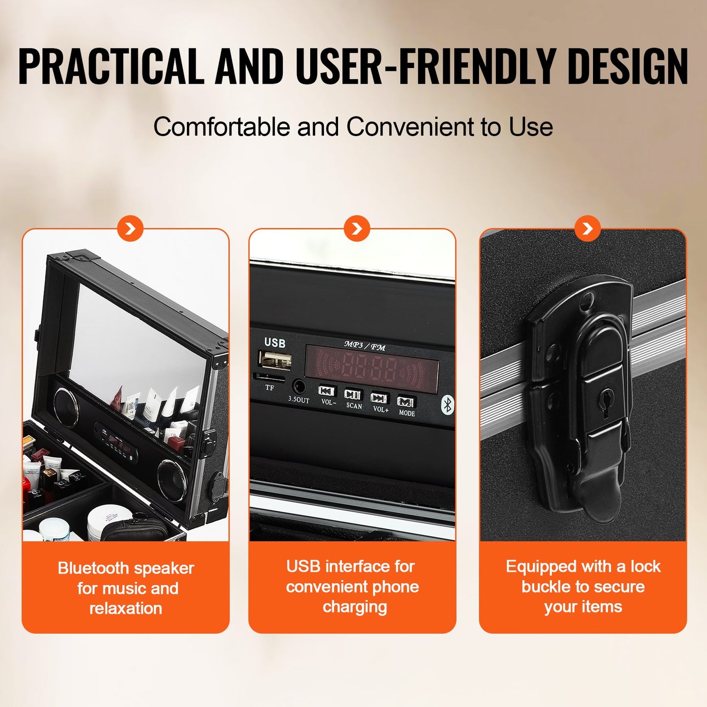 Professional Makeup Train Case Aluminum Cosmetic Case, Workbench With