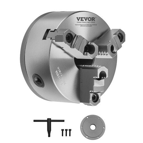 VEVOR 3-Jaw Lathe Chuck, 6 Inch (160 mm), Self-Centering Chuck with 1