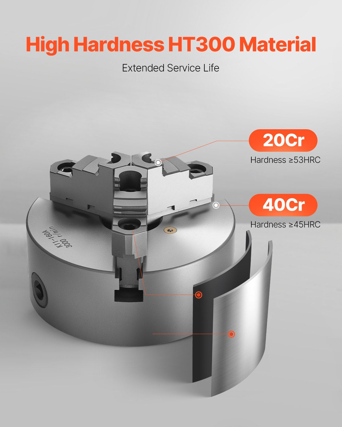 VEVOR 3-Jaw Lathe Chuck, 6 Inch (160 mm), Self-Centering Chuck with 1
