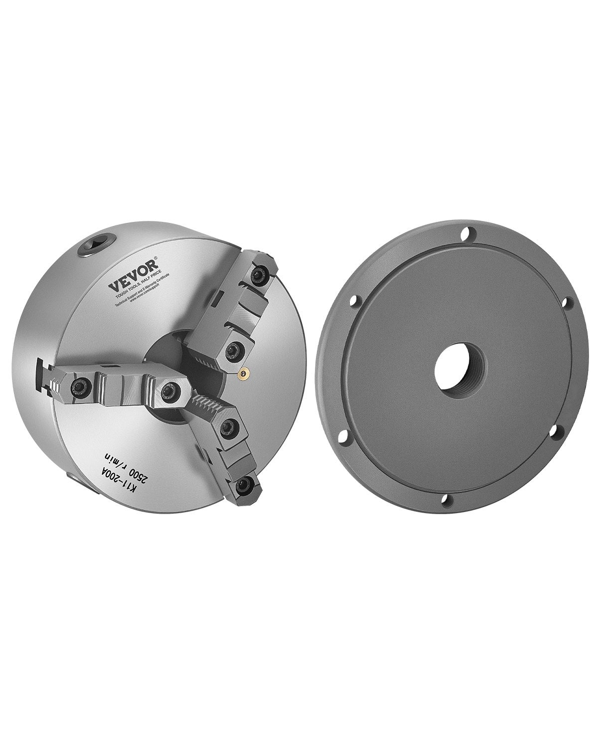 VEVOR 3-Jaw Lathe Chuck, 8 Inch (200 mm), Self-Centering Chuck with 2