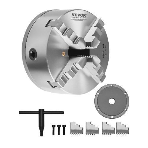VEVOR 4-Jaw Lathe Chuck, 8 Inch (200 mm), Self-Centering Chuck with 1