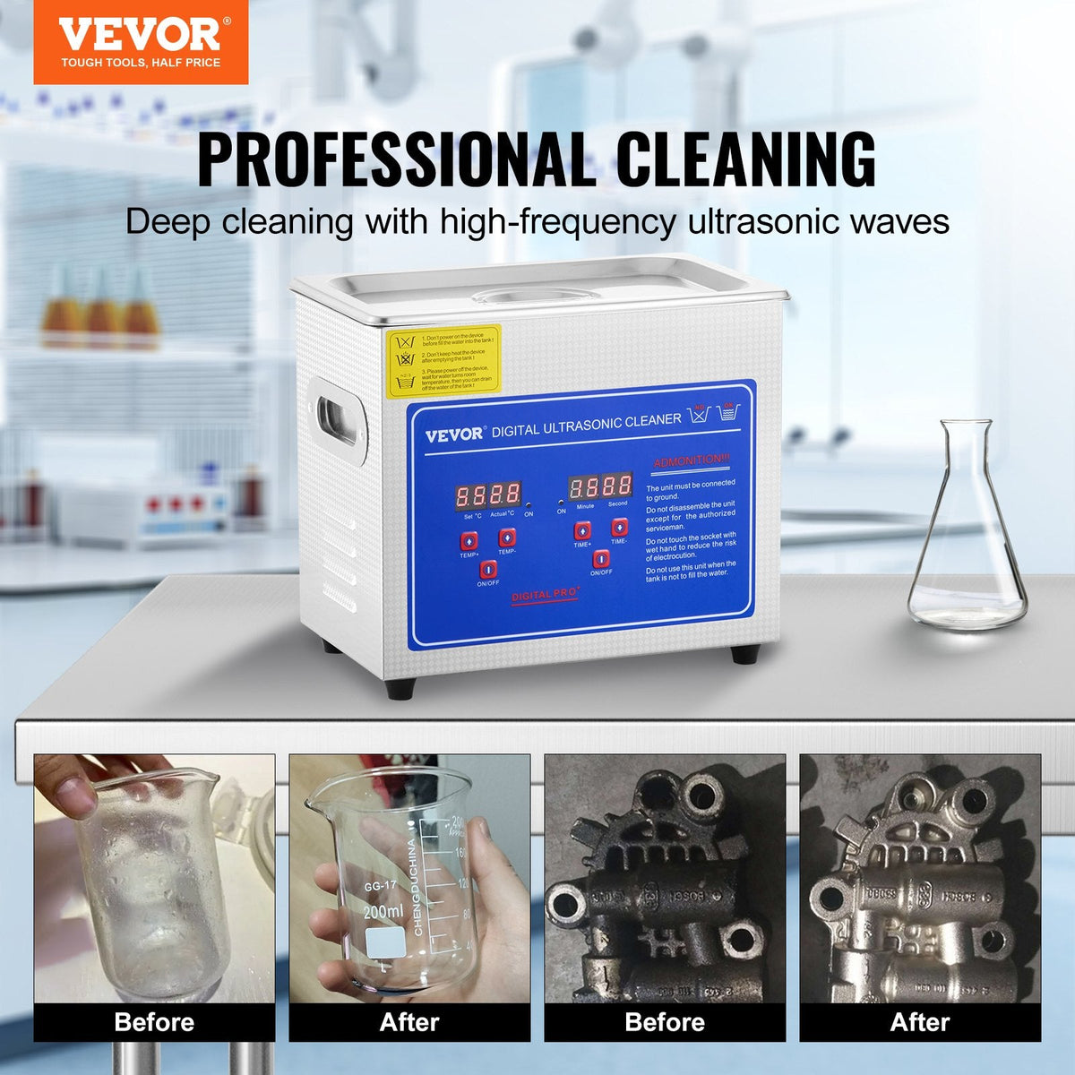 VEVOR Ultrasonic Cleaner with Digital Timer & Heater, Professional