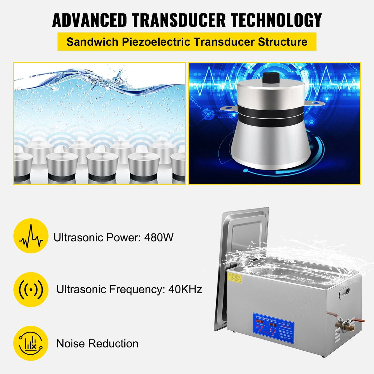 VEVOR 22L Ultrasonic Cleaner Machine Stainless Steel Ultrasonic